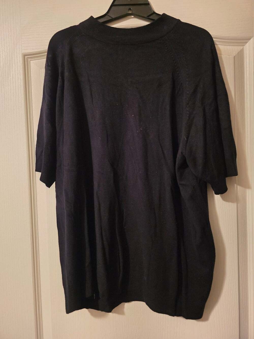 Hampshire Studio Black Short Sleeve Mock Neck Sweater Back Zipper 2X